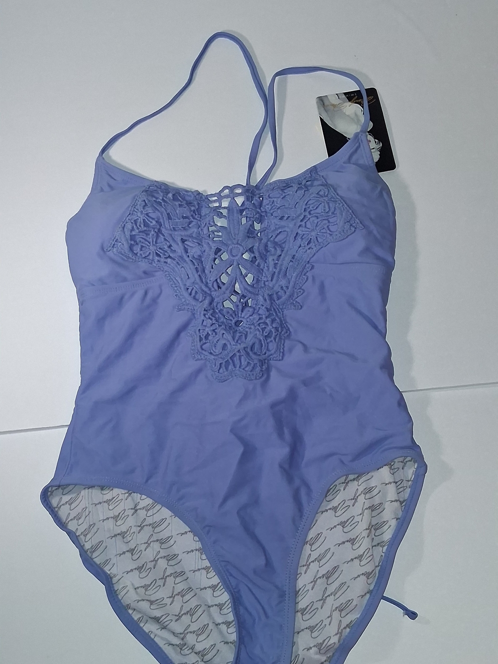 NWT Marilyn Monroe Lilac Crochet-Front One-Piece Women's Size Small